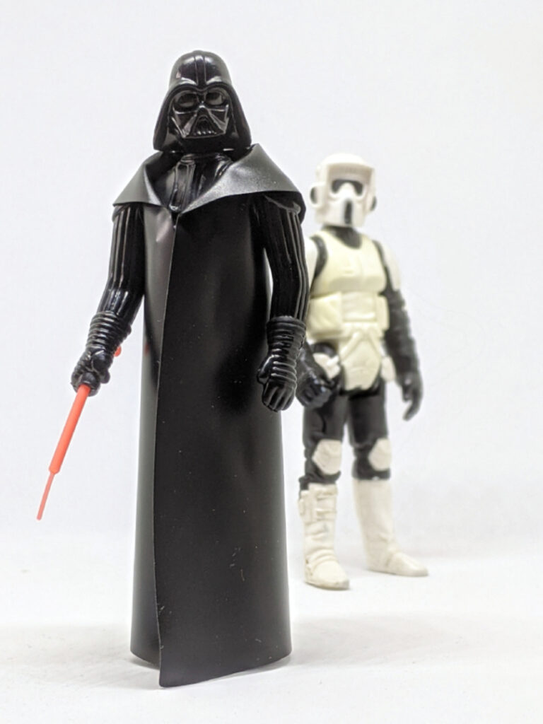 Retro Darth Vader and vintage Scout Trooper toys